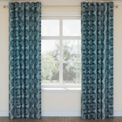 D2953 Lagoon drapery fabric on window treatments