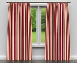 D302 Ruby Noble Stripe drapery fabric on window treatments