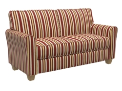 D302 Ruby Noble Stripe fabric upholstered on furniture scene