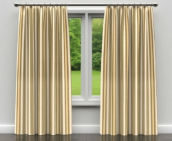 D303 Juniper Noble Stripe drapery fabric on window treatments