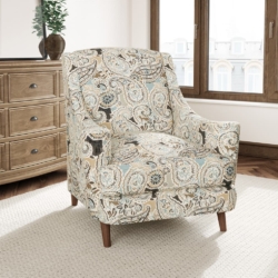 D3032 Cornflower fabric upholstered on furniture scene
