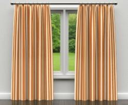 D304 Amber Noble Stripe drapery fabric on window treatments