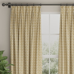 D3249 Gold Trellis drapery fabric on window treatments