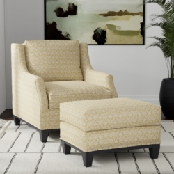D3249 Gold Trellis fabric upholstered on furniture scene