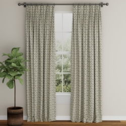 D3252 Pewter Trellis drapery fabric on window treatments