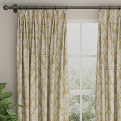 D3261 Gold Victoria drapery fabric on window treatments