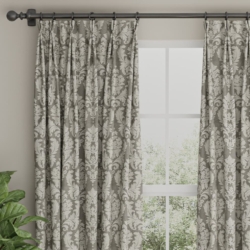 D3264 Pewter Victoria drapery fabric on window treatments