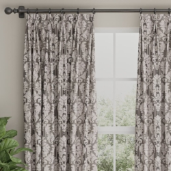 D3270 Pewter Palisade drapery fabric on window treatments