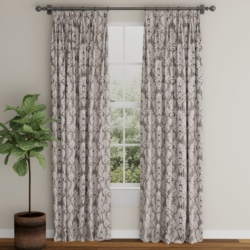 D3270 Pewter Palisade drapery fabric on window treatments
