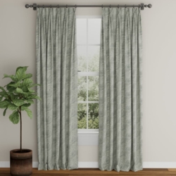 D3281 Turquoise Grove drapery fabric on window treatments
