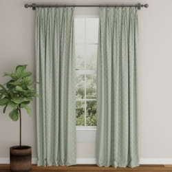 D3286 Aqua Ornate drapery fabric on window treatments