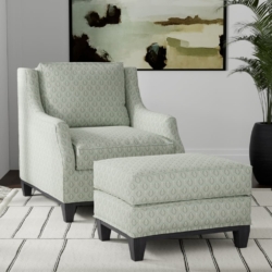 D3286 Aqua Ornate fabric upholstered on furniture scene