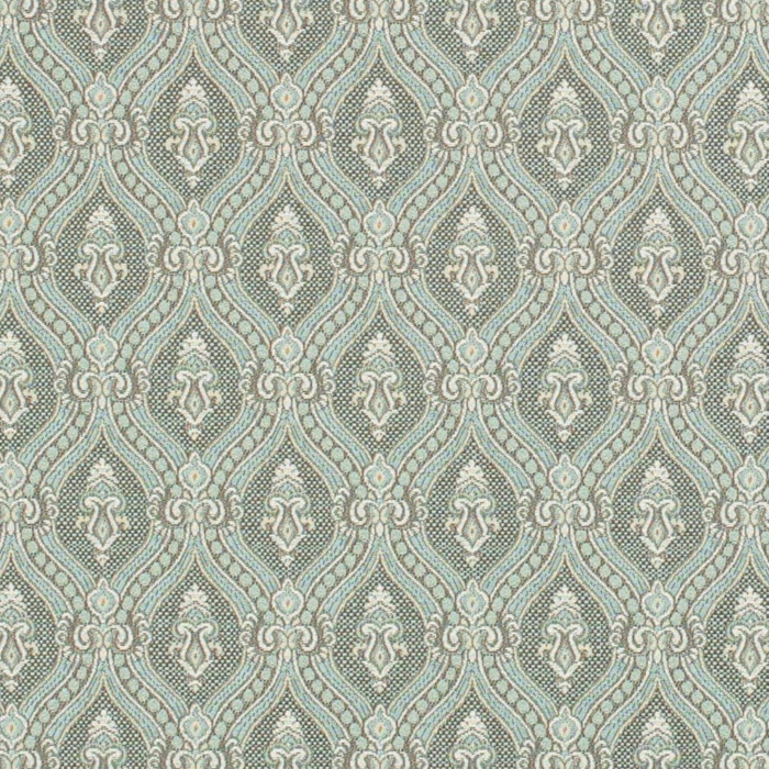 D3286 Aqua Ornate upholstery and drapery fabric by the yard full size image