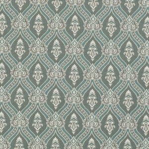 D3287 Turquoise Ornate upholstery and drapery fabric by the yard full size image