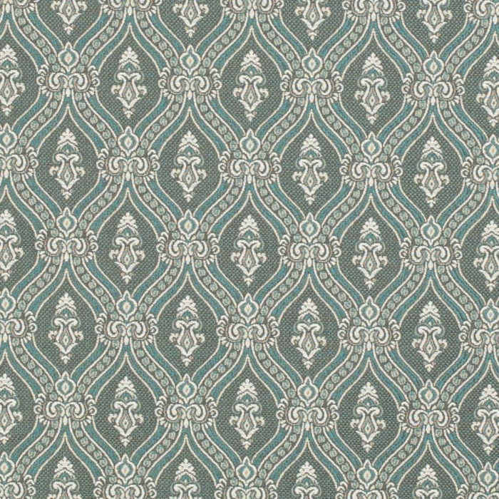 D3287 Turquoise Ornate upholstery and drapery fabric by the yard full size image