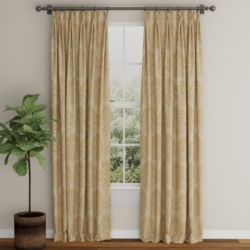 D3297 Gold Flora drapery fabric on window treatments