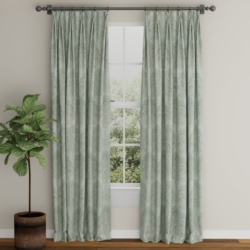 D3298 Aqua Flora drapery fabric on window treatments