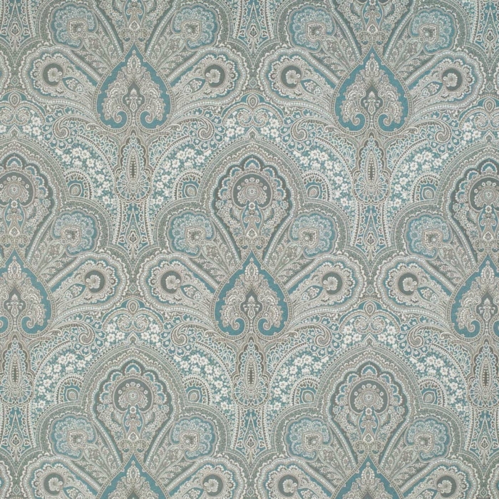 D3299 Turquoise Flora upholstery and drapery fabric by the yard full size image