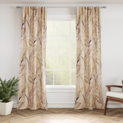 D3307 Wheat drapery fabric on window treatments