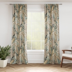 D3308 Aqua drapery fabric on window treatments