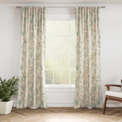 D3312 Mint drapery fabric on window treatments