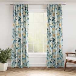 D3315 Sky drapery fabric on window treatments