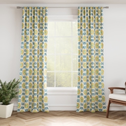 D3322 Citron drapery fabric on window treatments