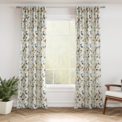 D3327 Marine drapery fabric on window treatments