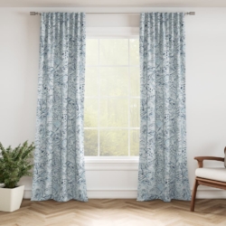 D3335 Indigo drapery fabric on window treatments
