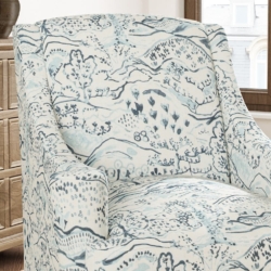 D3335 Indigo fabric upholstered on furniture scene