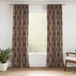 D3340 Wine drapery fabric on window treatments