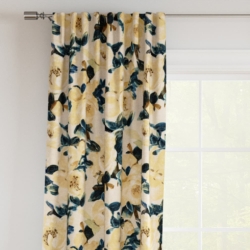 D3343 Lemon drapery fabric on window treatments