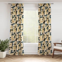 D3343 Lemon drapery fabric on window treatments