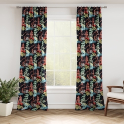 D3350 Ebony drapery fabric on window treatments