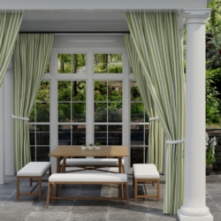 D3470 Tiki Lime drapery fabric on window treatments