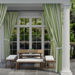 D3485 Cabana Lime drapery fabric on window treatments