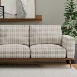 D3509 Greige fabric upholstered on furniture scene