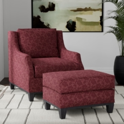 D3551 Merlot Floral fabric upholstered on furniture scene