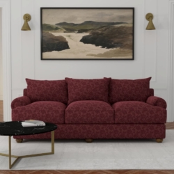 D3551 Merlot Floral fabric upholstered on furniture scene