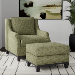 D3556 Olive Floral fabric upholstered on furniture scene