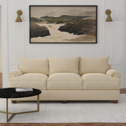 D3566 Cream Damask fabric upholstered on furniture scene