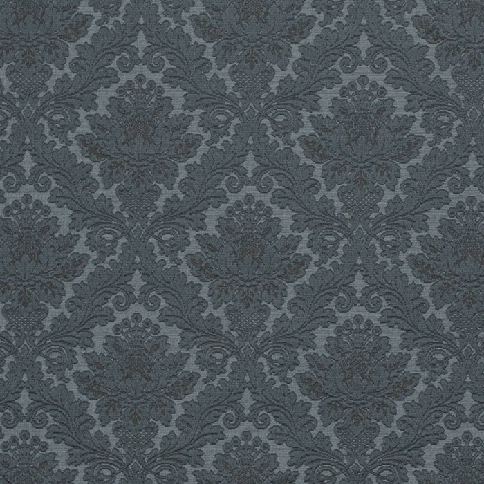 D3568 Indigo Damask upholstery fabric by the yard full size image
