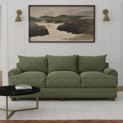 D3570 Olive Damask fabric upholstered on furniture scene