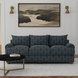 D3575 Indigo Pineapple fabric upholstered on furniture scene