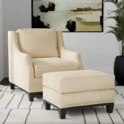 D3580 Cream Paisley fabric upholstered on furniture scene