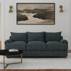 D3582 Indigo Paisley fabric upholstered on furniture scene