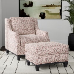 D3585 Ruby Vine fabric upholstered on furniture scene