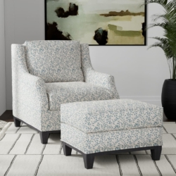 D3587 Blue Vine fabric upholstered on furniture scene