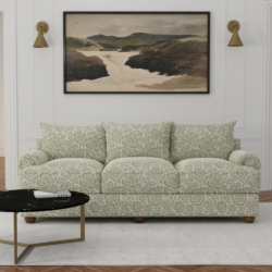 D3591 Green Bloom fabric upholstered on furniture scene