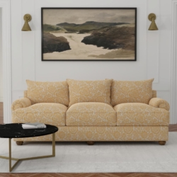 D3593 Honey Bloom fabric upholstered on furniture scene